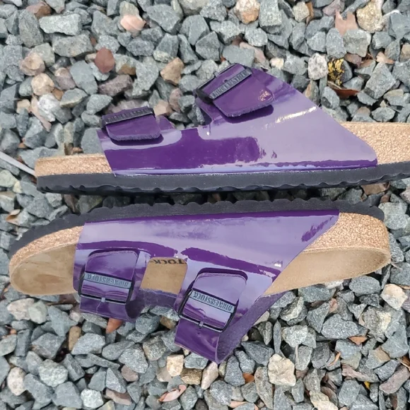 Birkenstock Arizona Birko Flor Patent Purple Plum Women's Sandals Size 10 Narrow - Picture 5 of 16